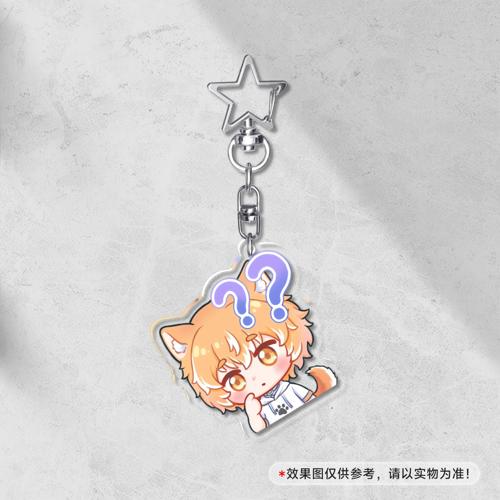 【表情包】5cm透明夹层钥匙扣星星扣 - 疑惑